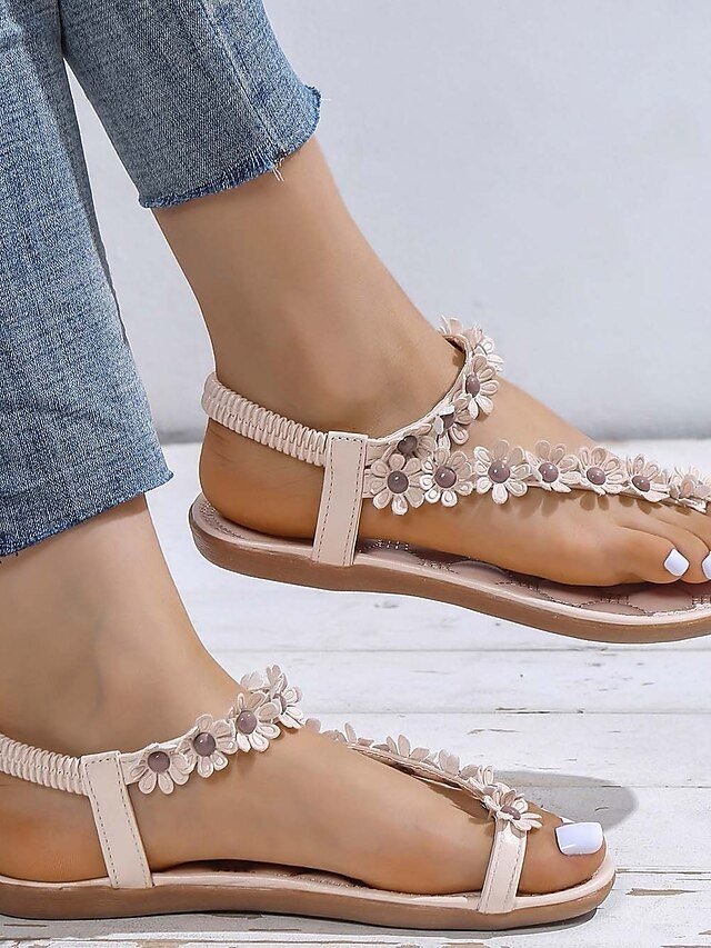 Floral Embellished T-Strap Cushioned Sole Sandals - Image 10