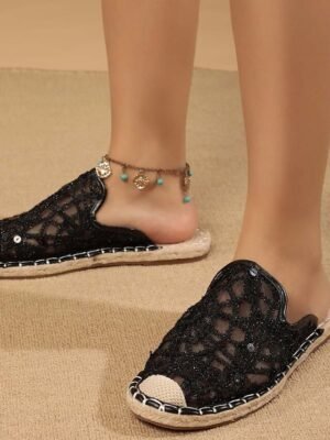 Floral Mesh Slip-On Embroidered Lace Summer Mules - Image 16
