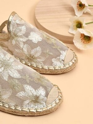 Floral Mesh Slip-On Embroidered Lace Summer Mules - Image 4