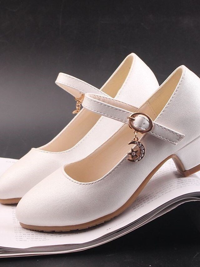 Formal Low Heel White Mary Jane Princess Pumps - Image 1