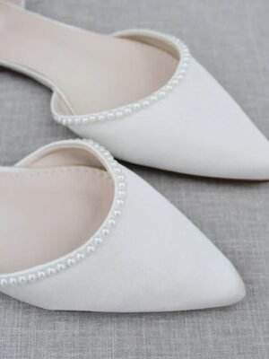 Formal Pearl-Embellished Flat Pointed Toe Ankle Strap Shoes - Image 4