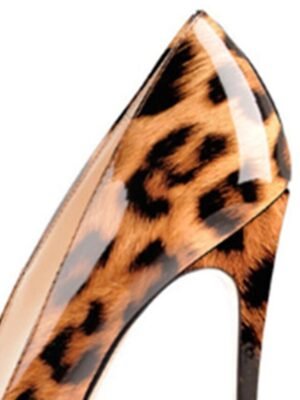 Formal Pointed-Toe Leopard Patent Leather High Heel Shoes - Image 7