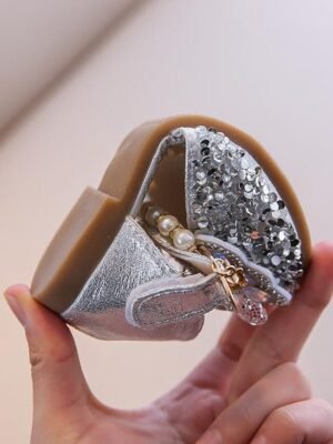 Girls Pink Glitter Low Heel Shoes - Image 4