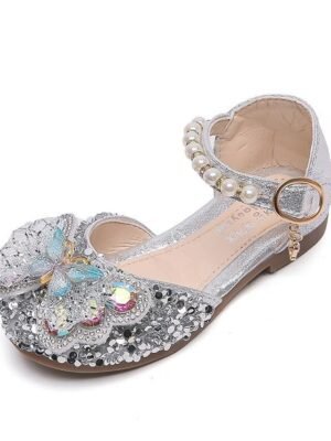 Girls Pink Glitter Low Heel Shoes - Image 6