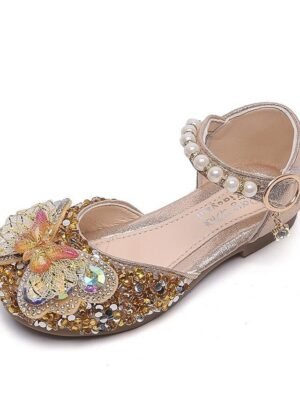 Girls Pink Glitter Low Heel Shoes - Image 7