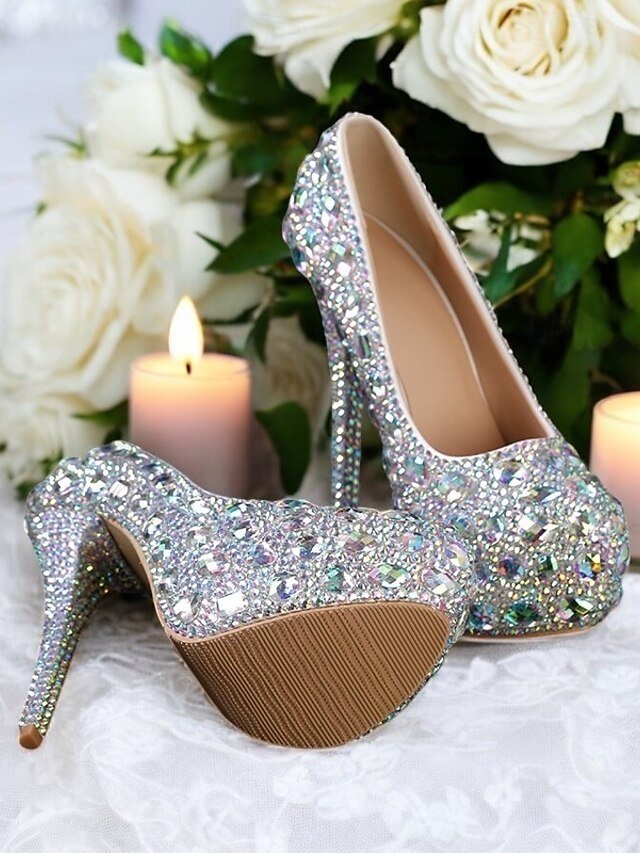 Glamorous Silver Rhinestone High Heel Pumps - Image 2