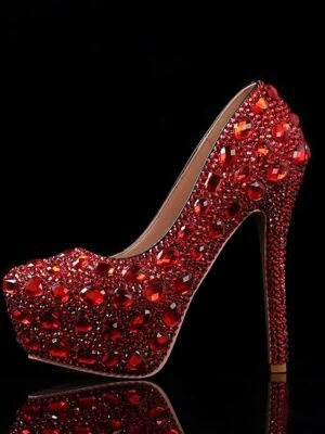 Glamorous Silver Rhinestone High Heel Pumps - Image 4