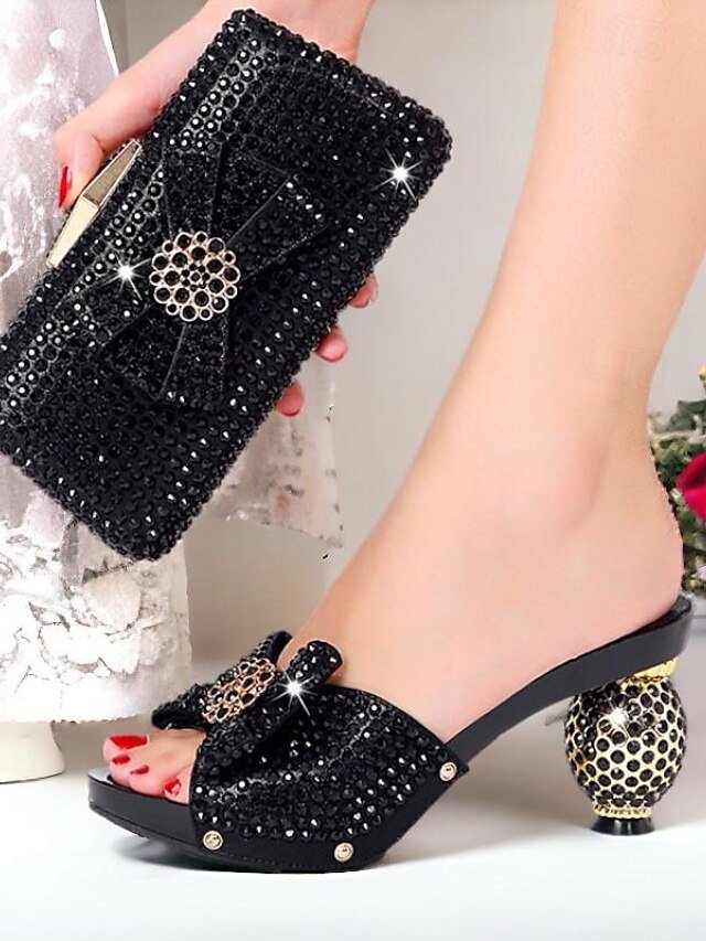 Gold Rhinestone Embellished Open-Toe Sandals with Matching Clutch Bag - Image 7