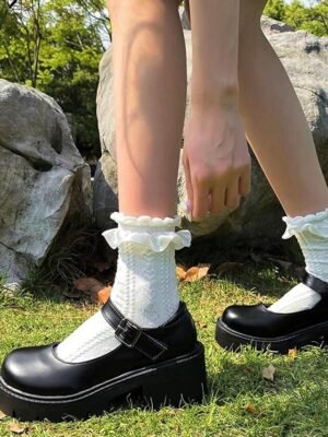 Gothic Black Patent Leather Platform Mary Jane Shoes - Image 1