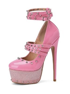 Gothic Platform Colour Block Round Toe High Heel Shoes - Image 10