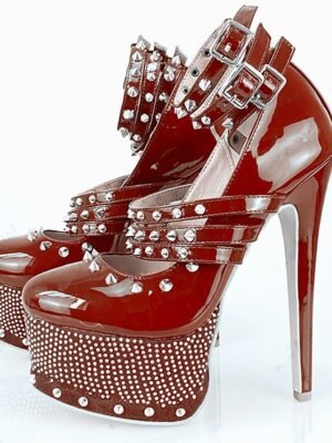 Gothic Platform Colour Block Round Toe High Heel Shoes - Image 11