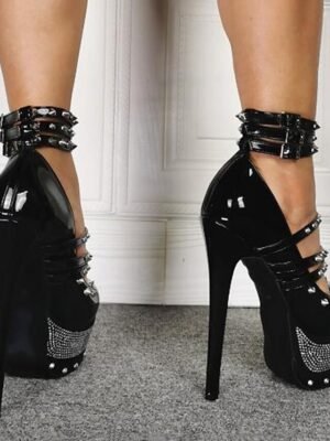 Gothic Platform Colour Block Round Toe High Heel Shoes - Image 5