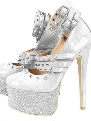 Gothic Platform Colour Block Round Toe High Heel Shoes - Image 9