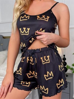Heart Fashion Comfort Backless Straps Sleeveless Summer Pajama Set - Image 5