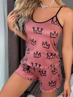 Heart Fashion Comfort Backless Straps Sleeveless Summer Pajama Set - Image 6