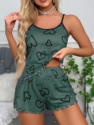 Heart Fashion Comfort Backless Straps Sleeveless Summer Pajama Set - Image 8