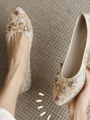 Luxury Comfort Foldable Rhinestone Embellished Flats - Image 9