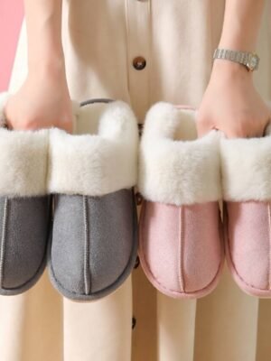 Luxury Cozy Fleece Lined Faux Fur Collar Slippers - Image 1