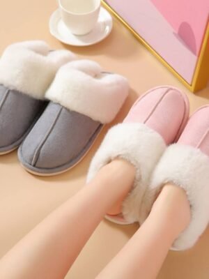 Luxury Cozy Fleece Lined Faux Fur Collar Slippers - Image 2