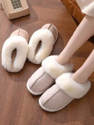Luxury Cozy Fleece Lined Faux Fur Collar Slippers - Image 3