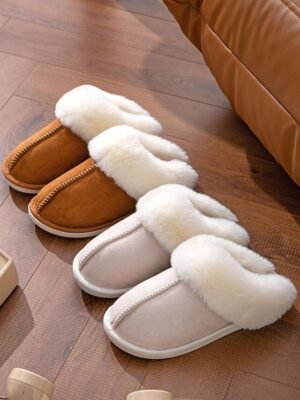Luxury Cozy Fleece Lined Faux Fur Collar Slippers - Image 4