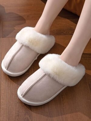 Luxury Cozy Fleece Lined Faux Fur Collar Slippers - Image 5
