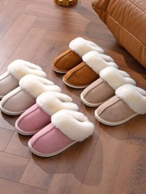 Luxury Cozy Fleece Lined Faux Fur Collar Slippers - Image 7