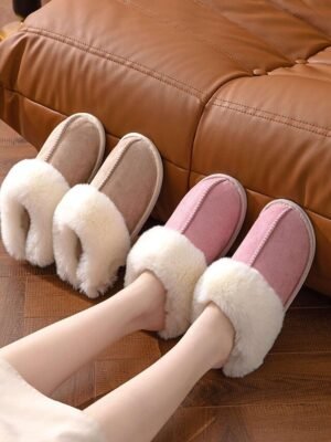 Luxury Cozy Fleece Lined Faux Fur Collar Slippers - Image 8