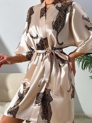 Luxury Loose Animal Round Neck Short Sleeve Pajama Set - Image 1