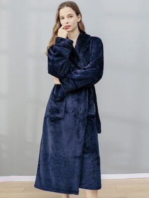 Luxury Warm Plush Lapel Long Sleeve Robe - Image 6