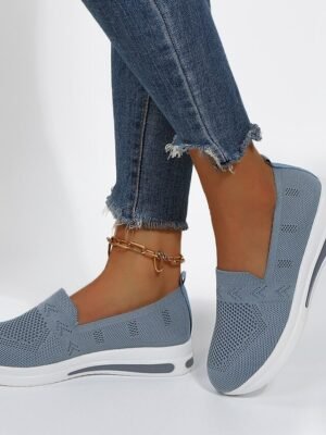 Navy Blue Slip-On Breathable Mesh Walking Shoes - Image 6