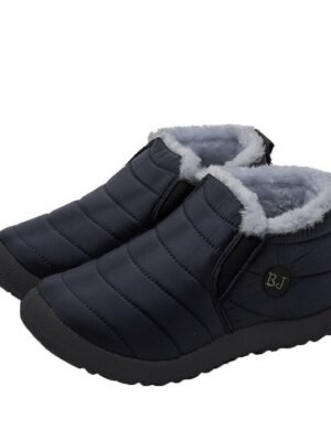 Outdoor Warm Fur Lined Slip-On Ankle Boots - Image 16