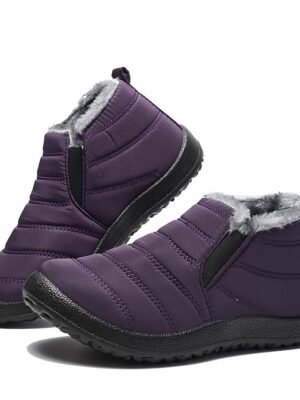 Outdoor Warm Fur Lined Slip-On Ankle Boots - Image 19