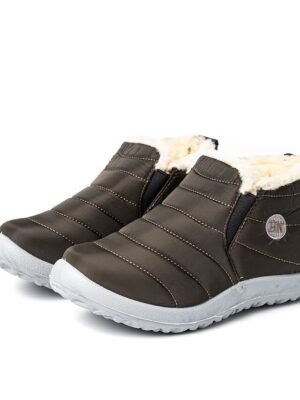 Outdoor Warm Fur Lined Slip-On Ankle Boots - Image 22
