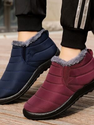Outdoor Warm Fur Lined Slip-On Ankle Boots - Image 9