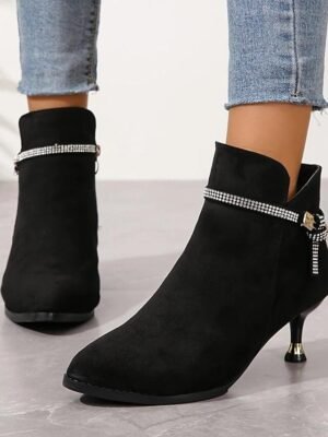 Party Comfort Pointed Toe Suede Ankle Boots - Image 1