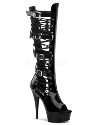 Party Stiletto Heel Solid Round Toe Knee High Boots - Image 2