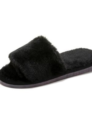 Plush Fuzzy Open-Toe Soft Faux Fur Winter Slippers - Image 11