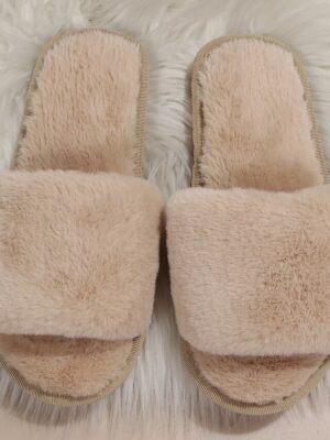 Plush Fuzzy Open-Toe Soft Faux Fur Winter Slippers - Image 15