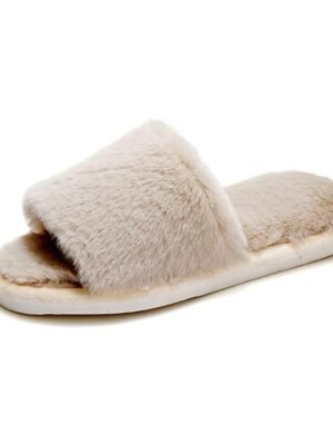 Plush Fuzzy Open-Toe Soft Faux Fur Winter Slippers - Image 16