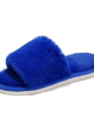 Plush Fuzzy Open-Toe Soft Faux Fur Winter Slippers - Image 17