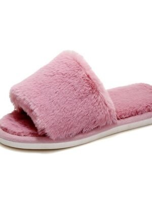 Plush Fuzzy Open-Toe Soft Faux Fur Winter Slippers - Image 22