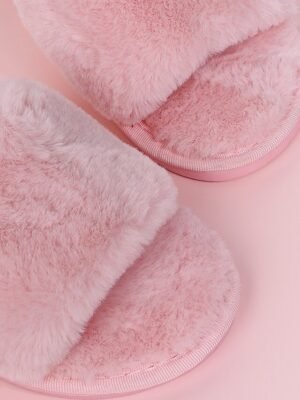 Plush Fuzzy Open-Toe Soft Faux Fur Winter Slippers - Image 25