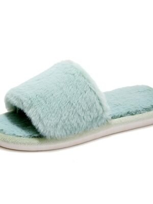 Plush Fuzzy Open-Toe Soft Faux Fur Winter Slippers - Image 27