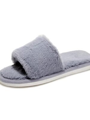 Plush Fuzzy Open-Toe Soft Faux Fur Winter Slippers - Image 28