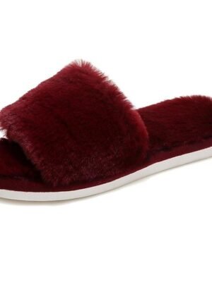 Plush Fuzzy Open-Toe Soft Faux Fur Winter Slippers - Image 3