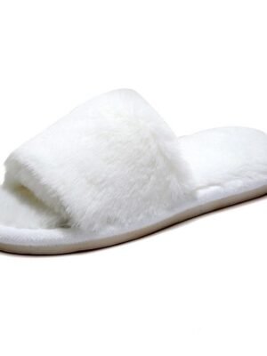 Plush Fuzzy Open-Toe Soft Faux Fur Winter Slippers - Image 6