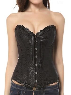 Punk & Gothic Corset Lace Bandeau Short Sleeve Home Outfit - Image 10