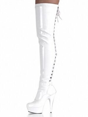 Punk High Platform Lace-Up Round Toe Glossy Boots - Image 11