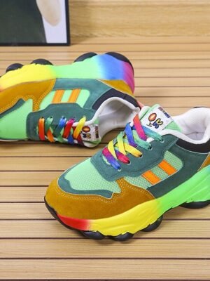 Rainbow Chunky Lace-Up Mesh Sneakers - Image 7